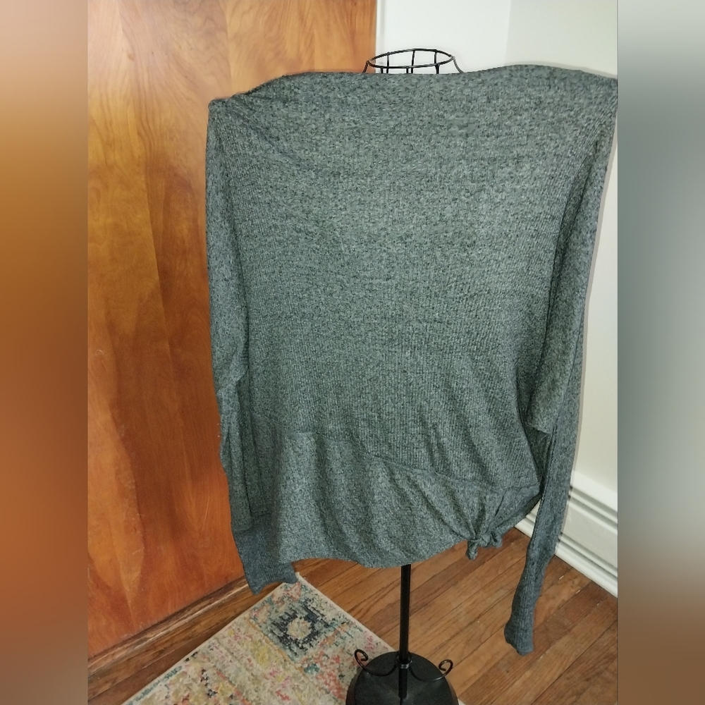 We The Free Heathered Charcoal Drawstring Top